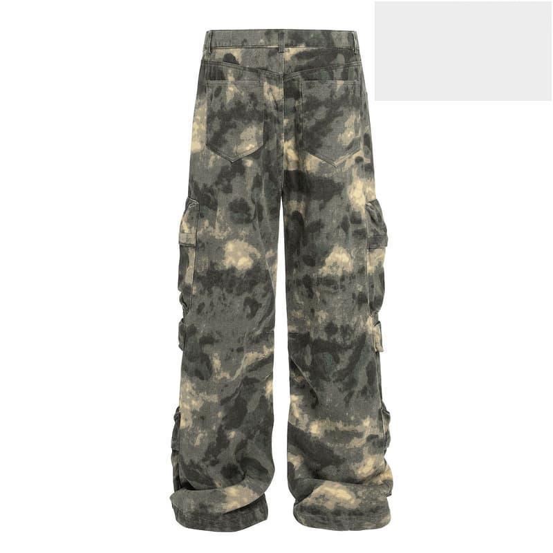 嚴選好物縱馳衣社美式vibe風復古多口袋直筒迷彩褲寬鬆工裝褲休閒長褲-細節圖2