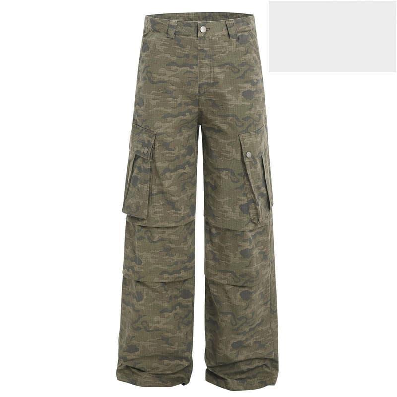 好物優選縱馳衣社美式復古秋季迷彩褲廢土風寬鬆大口袋工裝褲休閒長褲-細節圖2