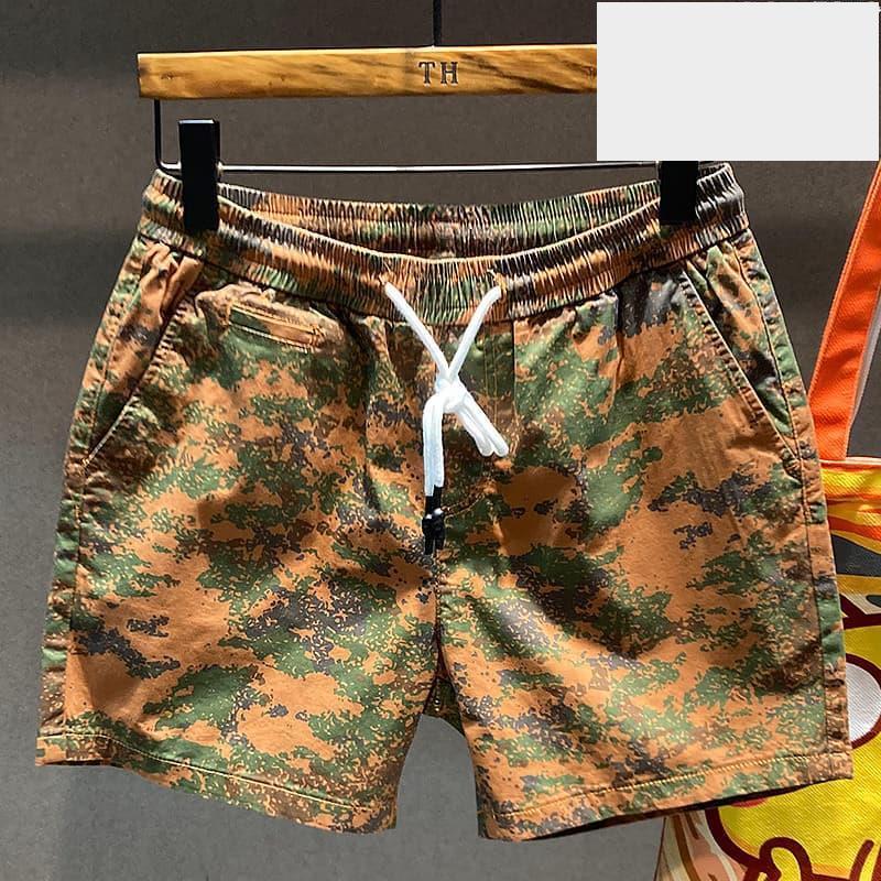 銷售冠軍2025新款痞帥迷彩四分休閒短褲男寬鬆夏季棉沙灘褲-細節圖2
