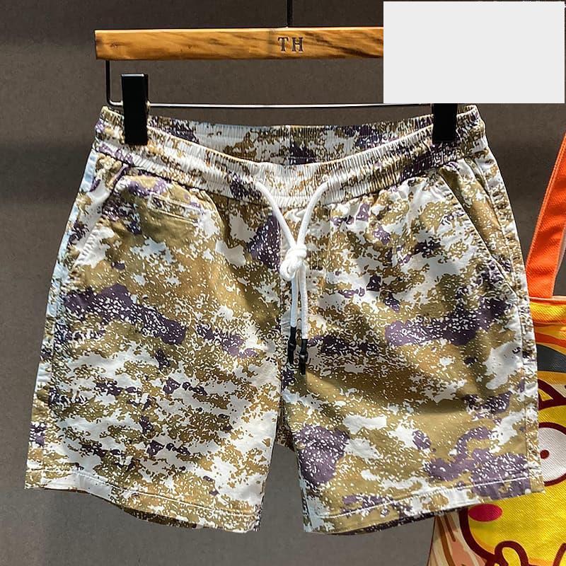 銷售冠軍2025新款痞帥迷彩四分休閒短褲男寬鬆夏季棉沙灘褲-細節圖3
