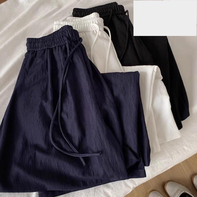 公司貨薄款白色冰絲亞麻涼涼寬褲女2025夏季新款寬鬆顯瘦垂墜感休閒長褲-細節圖3