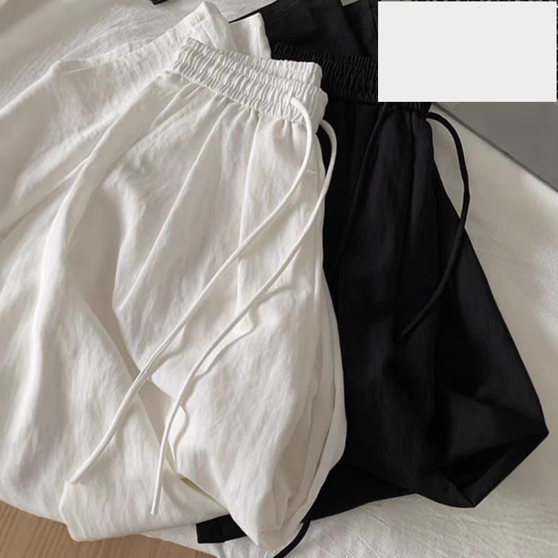 公司貨薄款白色冰絲亞麻涼涼寬褲女2025夏季新款寬鬆顯瘦垂墜感休閒長褲-細節圖4