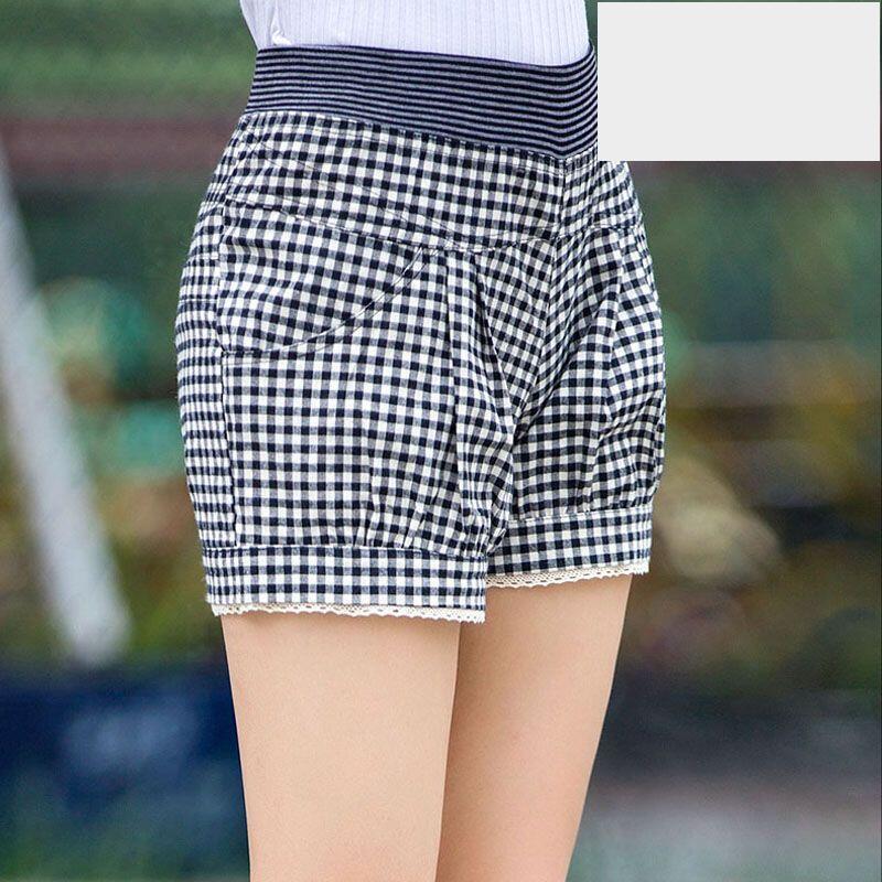 格子燈籠短褲女夏季薄款鬆束腰大尺碼寬鬆熱褲韓版百搭休閒褲哈倫褲-細節圖3