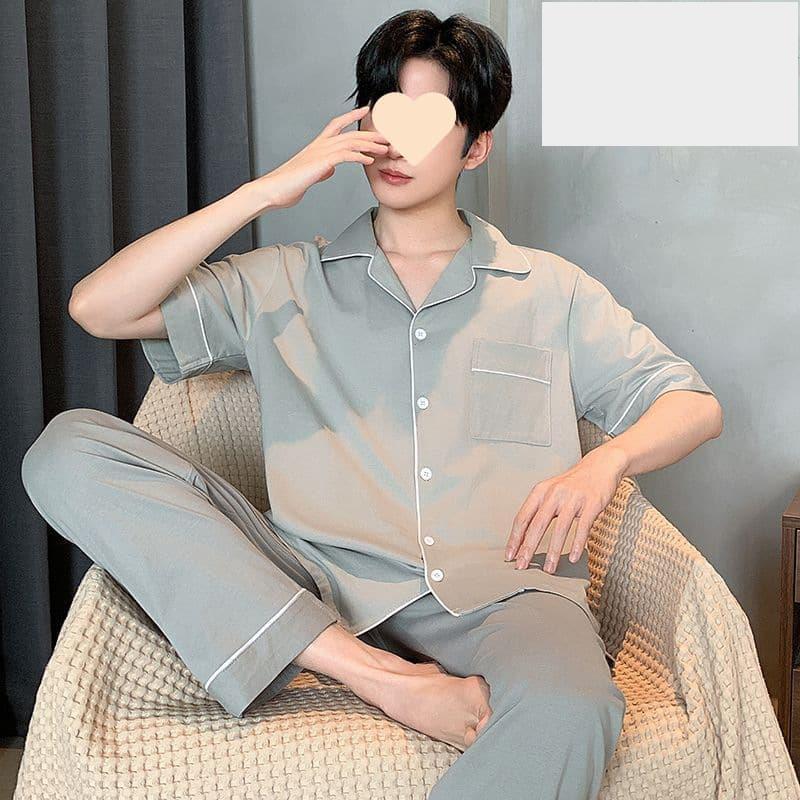 100%純棉男士睡衣2025新款夏天薄款短袖長褲春夏季全棉家居服套裝-細節圖4