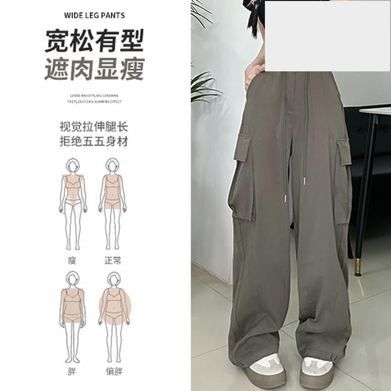 蘿蔔大叔束腳工裝褲女2025春秋新款寬鬆戶外速乾褲冰絲闊腿運動褲-細節圖3