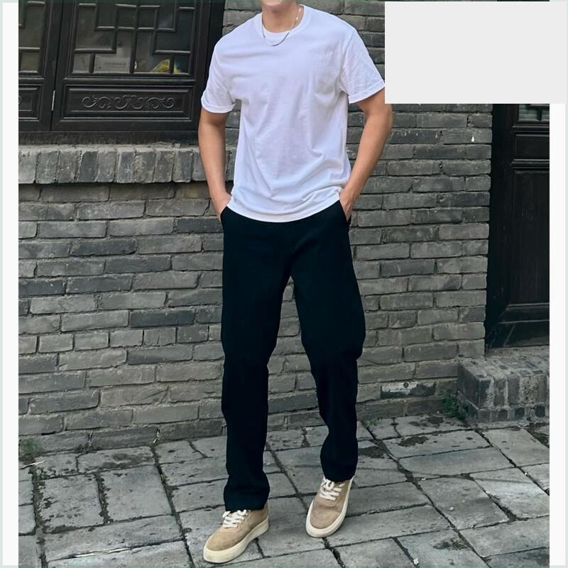 LYFZ美式簡約破壞細節直筒工裝褲男款百搭寬鬆休閒褲微彈耐磨-細節圖4