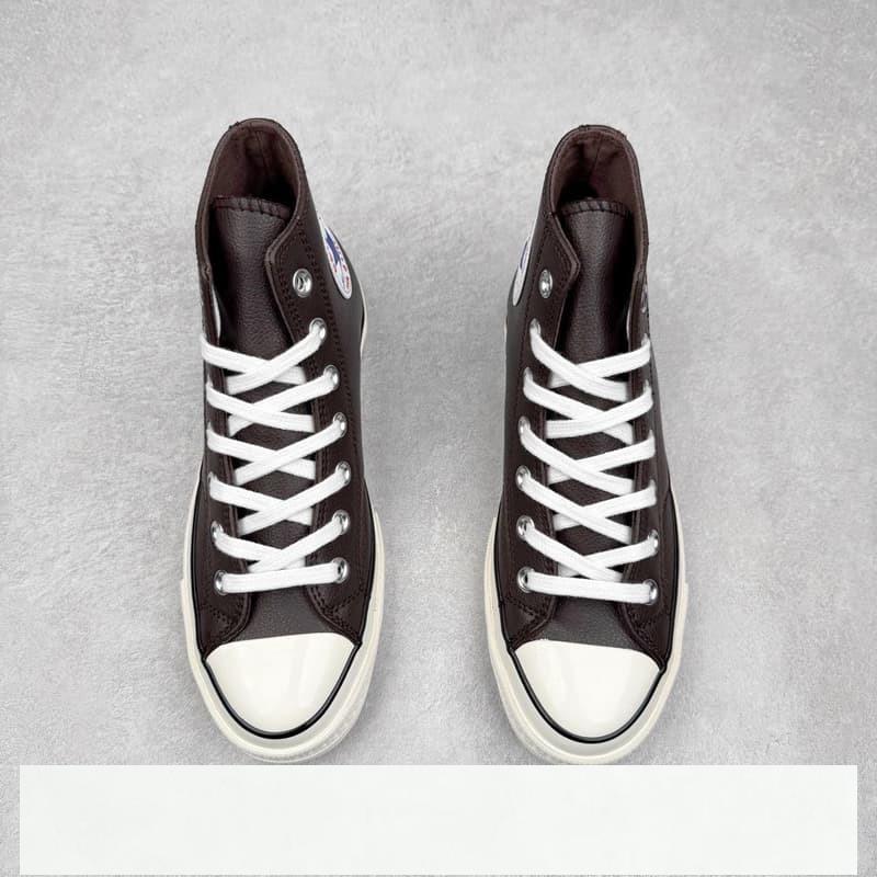 Converse 鞋 Chuck 1970s 素色皮面休閒板鞋 Converse 高筒 棕咖色冰冰-細節圖2