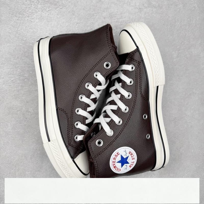 Converse 鞋 Chuck 1970s 素色皮面休閒板鞋 Converse 高筒 棕咖色冰冰-細節圖3