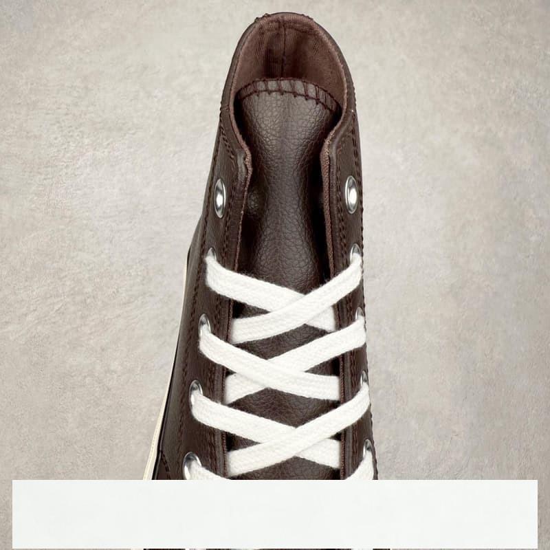 Converse 鞋 Chuck 1970s 素色皮面休閒板鞋 Converse 高筒 棕咖色冰冰-細節圖5