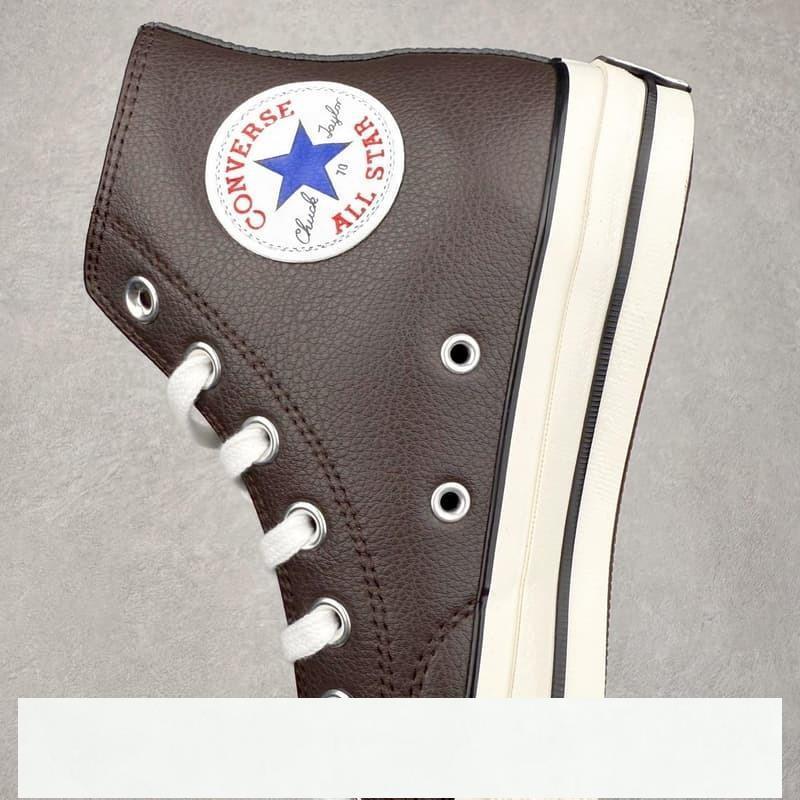 Converse 鞋 Chuck 1970s 素色皮面休閒板鞋 Converse 高筒 棕咖色冰冰-細節圖6