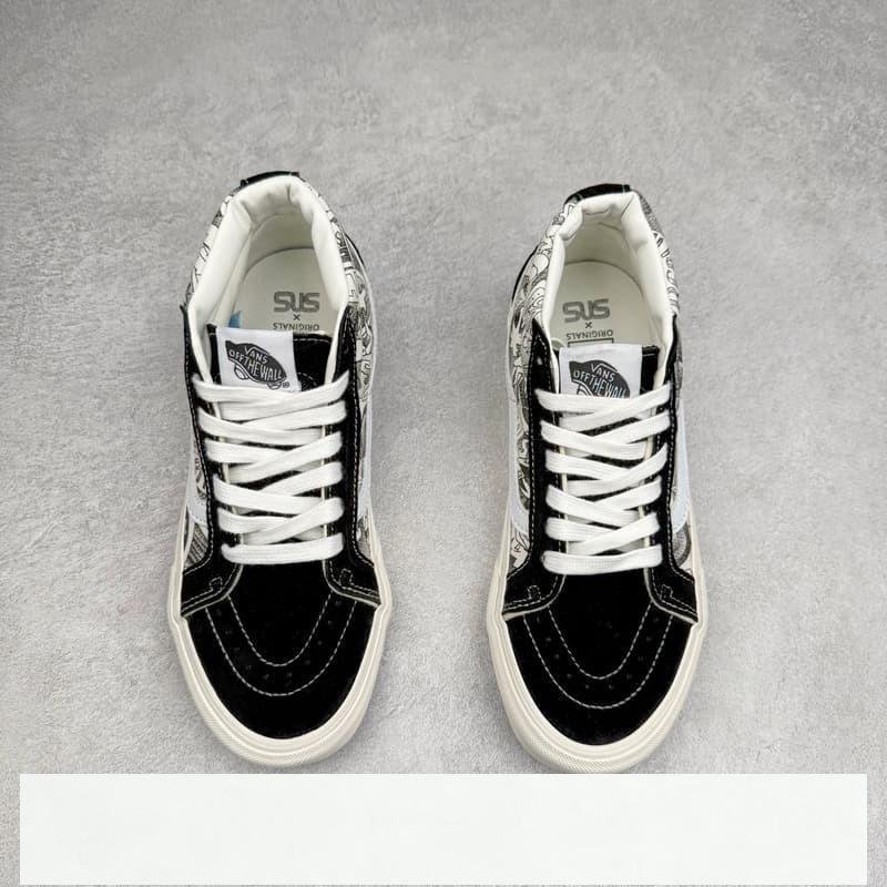 vans 鞋 Sk8-Mid SNS 黑白塗鴉中筒硫化帆布鞋 vans滑板鞋 vans鞋子冰冰-細節圖2