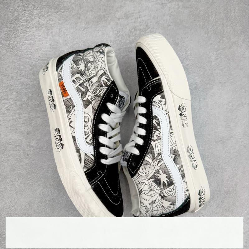 vans 鞋 Sk8-Mid SNS 黑白塗鴉中筒硫化帆布鞋 vans滑板鞋 vans鞋子冰冰-細節圖3