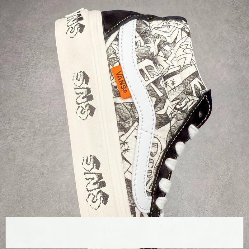 vans 鞋 Sk8-Mid SNS 黑白塗鴉中筒硫化帆布鞋 vans滑板鞋 vans鞋子冰冰-細節圖6