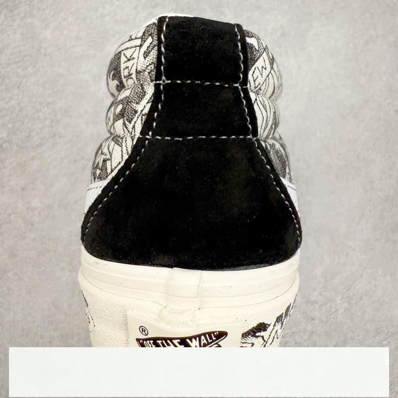 vans 鞋 Sk8-Mid SNS 黑白塗鴉中筒硫化帆布鞋 vans滑板鞋 vans鞋子冰冰-細節圖7