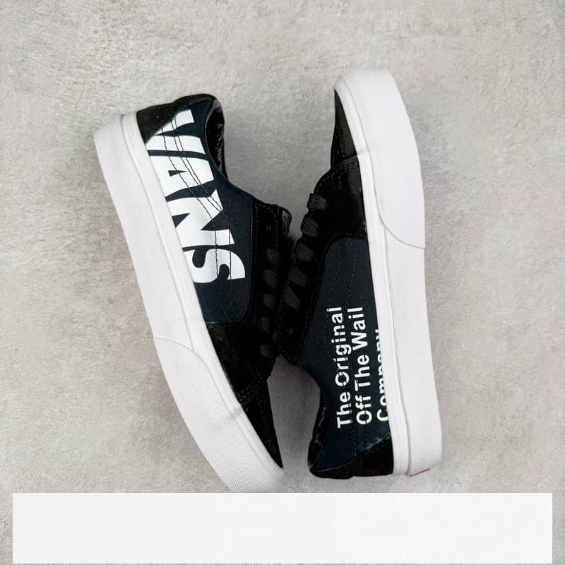 vans 鞋 Sk8-Low 黑白字母防滑耐磨硫化帆布鞋 vans滑板鞋 vans鞋子冰冰-細節圖3