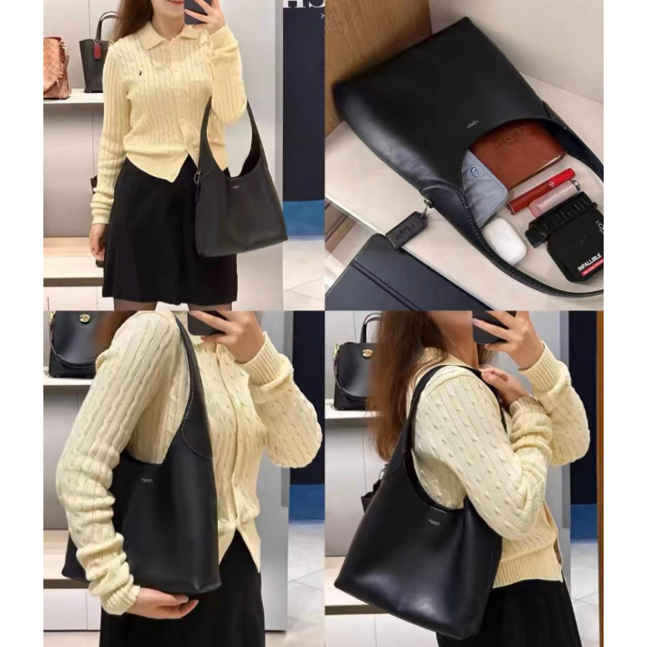 Coach CU068 素面牛皮女士手袋 磁吸半月包 托特包 購物袋 單肩手提包-細節圖2