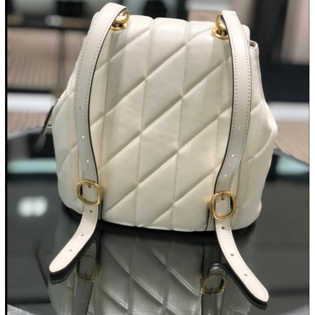 Coach CU076 CU077 絎縫菱格小羊皮Tabby女士後背包 抽繩翻蓋雙肩背包-細節圖6