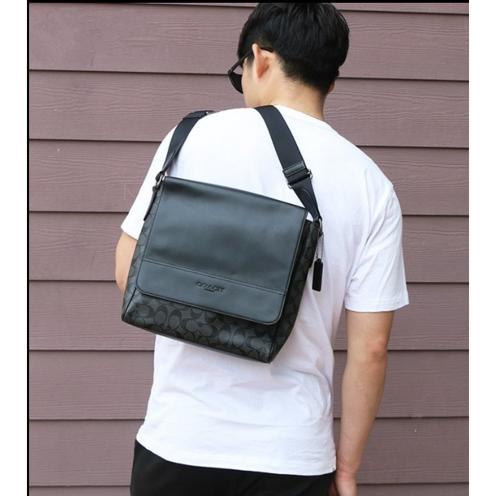 COACH 73340 73339 68015 新款男士商務休閒翻蓋包-細節圖2