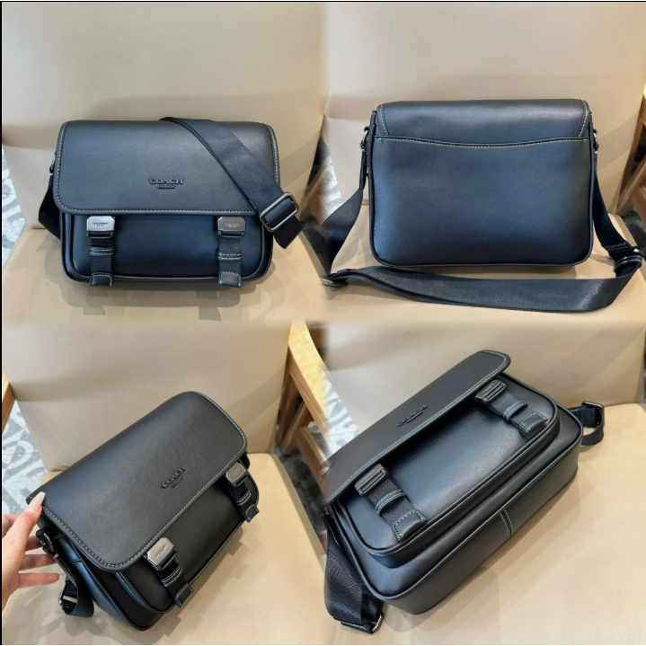 Coach CT716 CT753 CU110 拼色牛皮Racer男士郵差包 信使包-細節圖2