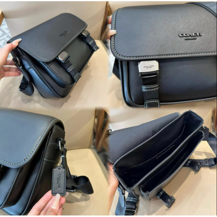 Coach CT716 CT753 CU110 拼色牛皮Racer男士郵差包 信使包-細節圖3