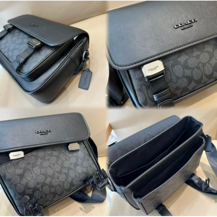 Coach CT716 CT753 CU110 拼色牛皮Racer男士郵差包 信使包-細節圖4