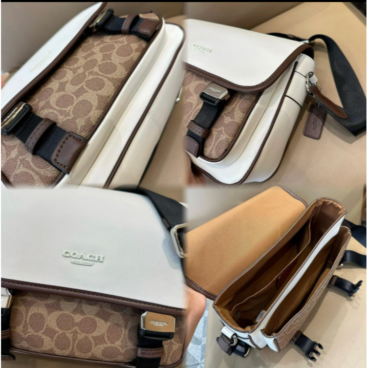 Coach CT716 CT753 CU110 拼色牛皮Racer男士郵差包 信使包-細節圖5