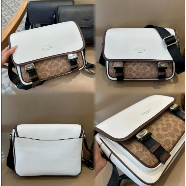 Coach CT716 CT753 CU110 拼色牛皮Racer男士郵差包 信使包-細節圖6