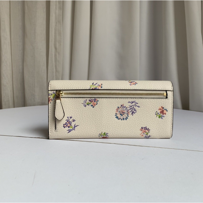 COACH 69842 新款女士信封長夾 翻蓋長夾 內裡全皮 花卉點綴-細節圖2