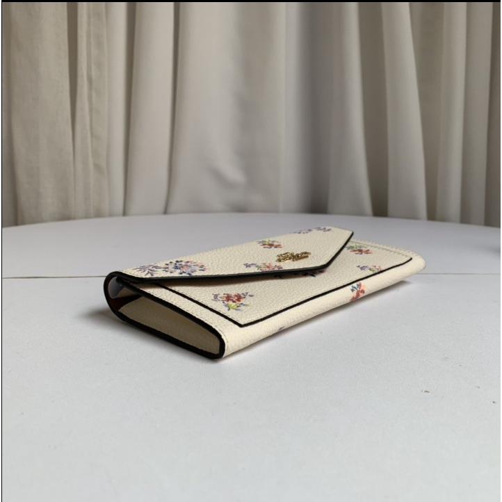 COACH 69842 新款女士信封長夾 翻蓋長夾 內裡全皮 花卉點綴-細節圖5