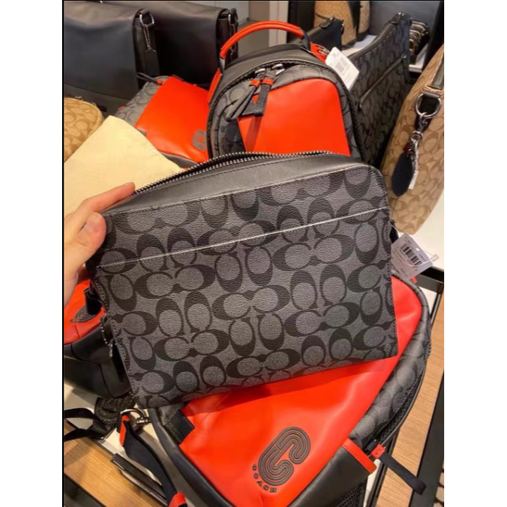 Coach 91485 蔻馳新款雙拉鏈隔層男士郵差包 單肩斜挎側背包-細節圖2