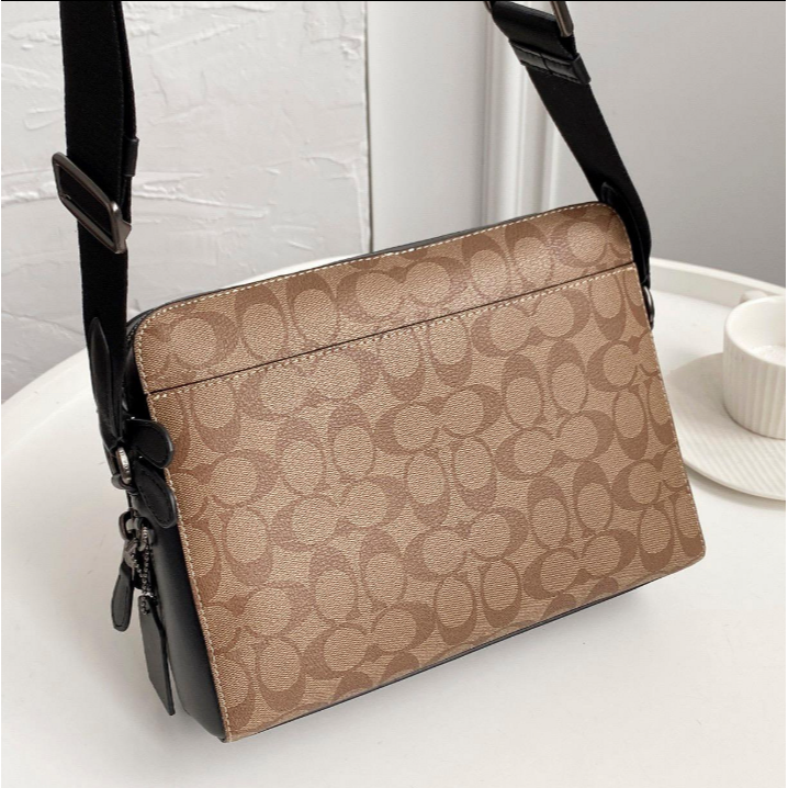 Coach 91485 蔻馳新款雙拉鏈隔層男士郵差包 單肩斜挎側背包-細節圖7