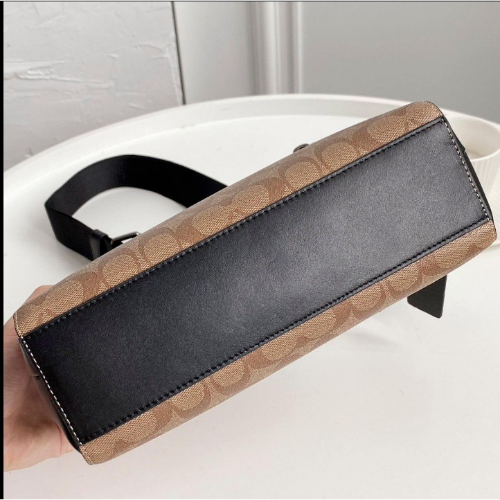 Coach 91485 蔻馳新款雙拉鏈隔層男士郵差包 單肩斜挎側背包-細節圖8