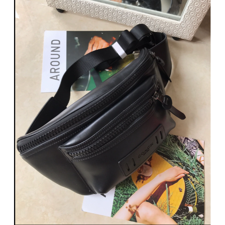 Coach 75776 新款全皮男士腰包 胸包 背面鏤空透氣網狀設計-細節圖2