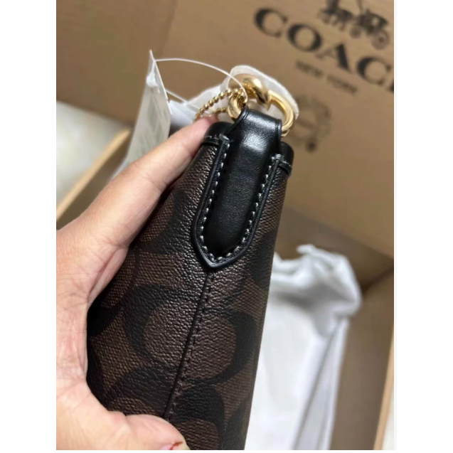 蔻馳流浪包laurel黑咖色深色Coach流浪包單肩包斜挎包蔻馳女包-細節圖3