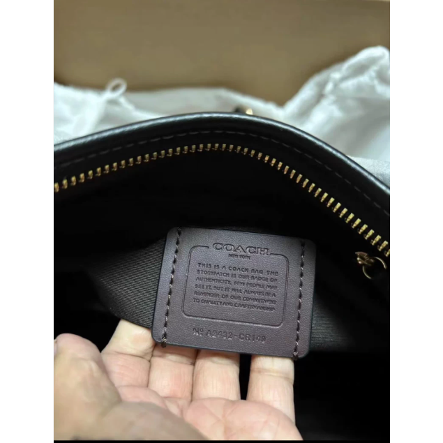 蔻馳流浪包laurel黑咖色深色Coach流浪包單肩包斜挎包蔻馳女包-細節圖4