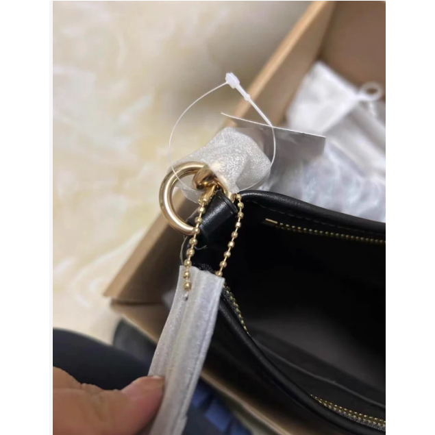 蔻馳流浪包laurel黑咖色深色Coach流浪包單肩包斜挎包蔻馳女包-細節圖5