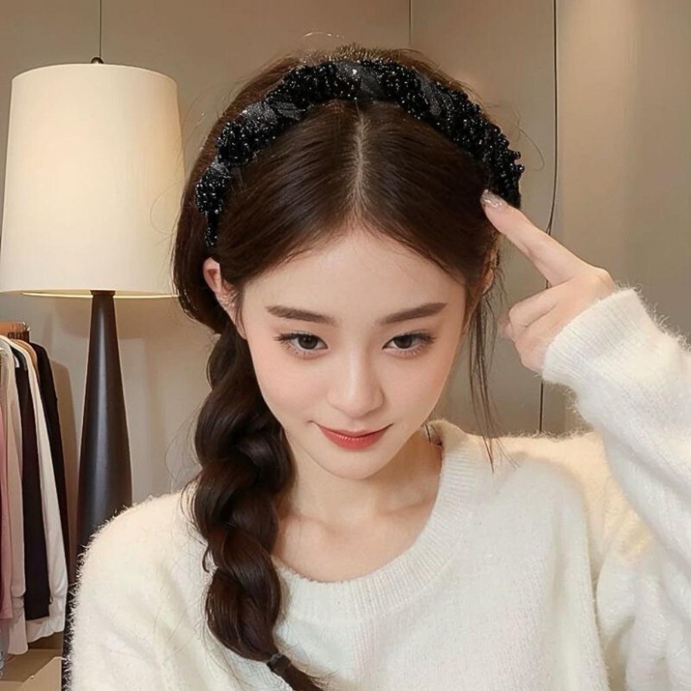 髮箍 澎髮 髮飾 高顱頂 正反兩戴 抓力強 扁塌髮 輕奢 質感 蓬蓬 髮箍 王妃 閃鑽 包鑽 水鑽 閃鑽 SA064-細節圖5