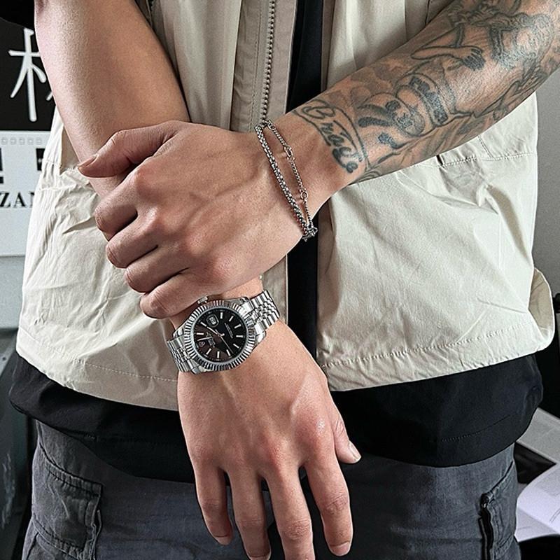 小眾設計 鈦鋼 竹節 拼接  現貨 項鍊 雙層 潮流 余文樂 SN088-細節圖3