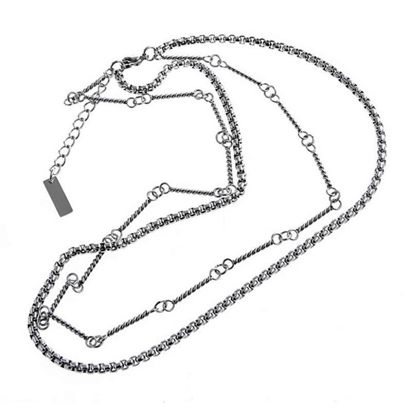 小眾設計 鈦鋼 竹節 拼接  現貨 項鍊 雙層 潮流 余文樂 SN088-細節圖6