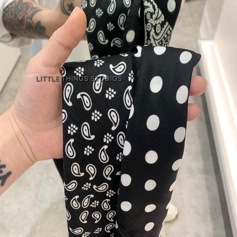 變形蟲 拼接 方巾 領巾 絲巾 頭巾 現貨 實拍 圓點 絲質 掛飾 配件 黑白 質感 春夏 SA011-細節圖5