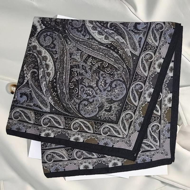 腰果花 方巾 絲巾 頭巾 領巾 莫蘭迪 現貨 復古 花紋 簡約 佩斯利 質感 貴婦 高級 髮帶 脖圍 SA063-細節圖3