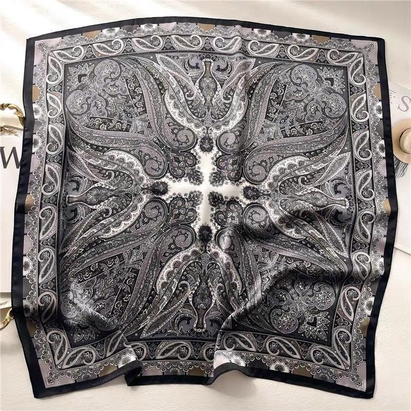 腰果花 方巾 絲巾 頭巾 領巾 莫蘭迪 現貨 復古 花紋 簡約 佩斯利 質感 貴婦 高級 髮帶 脖圍 SA063-細節圖5