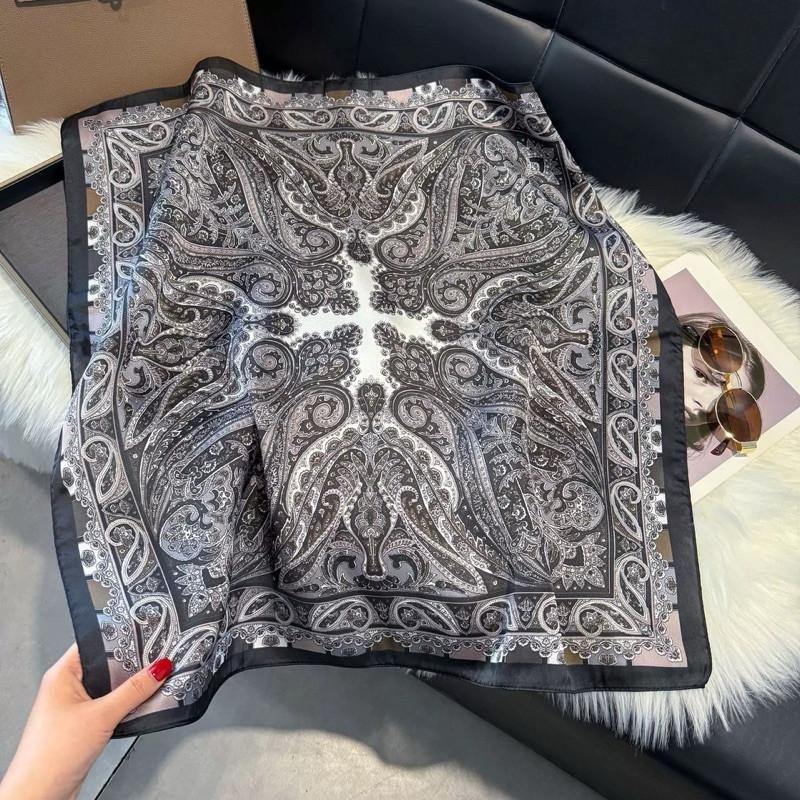 腰果花 方巾 絲巾 頭巾 領巾 莫蘭迪 現貨 復古 花紋 簡約 佩斯利 質感 貴婦 高級 髮帶 脖圍 SA063-細節圖6