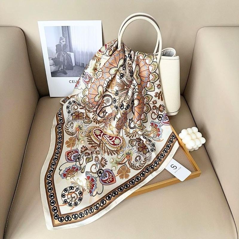 腰果花 方巾 絲巾 領巾 頭巾 彩色 現貨 全彩 變形蟲 質感 簡約 髮帶 包巾 脖圍 飾品 小方巾 SA052-細節圖3