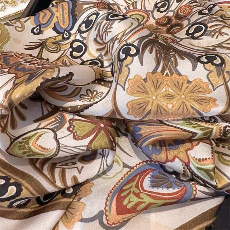 腰果花 方巾 絲巾 領巾 頭巾 彩色 現貨 全彩 變形蟲 質感 簡約 髮帶 包巾 脖圍 飾品 小方巾 SA052-細節圖4