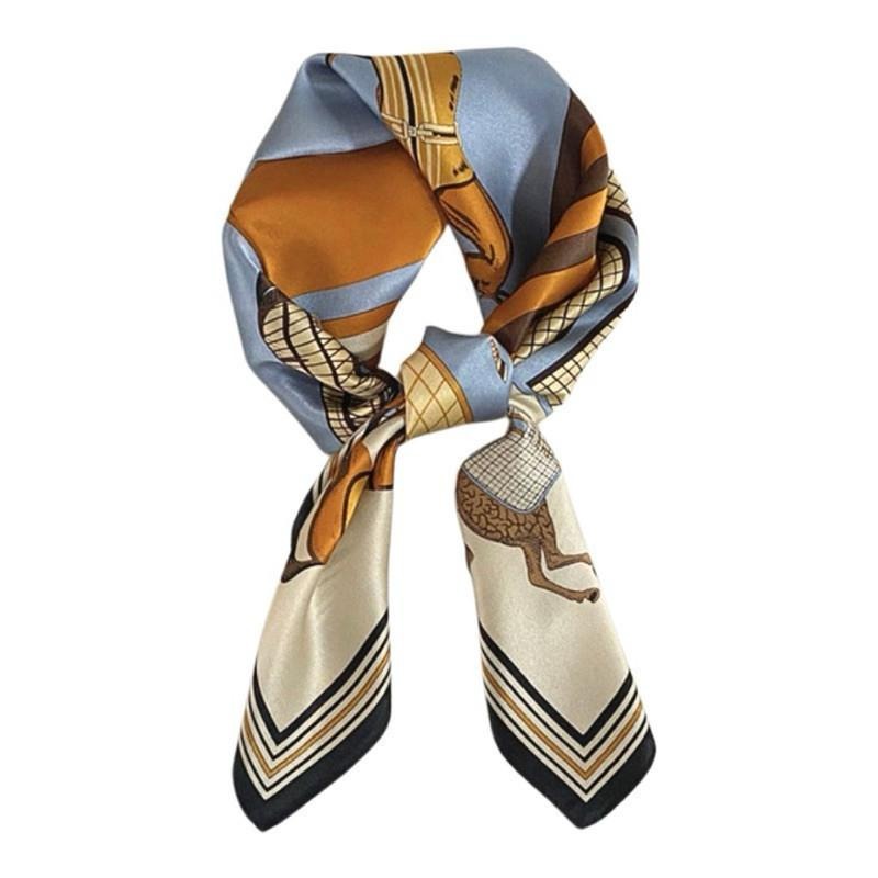 領巾 方巾  頭巾 大馬 格紋 現貨 簡約 質感 貴婦 頭巾 高級 駿馬 髮帶 包巾 脖圍 小方巾 時尚 SA061-細節圖7