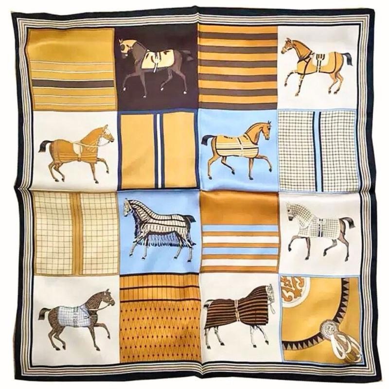 領巾 方巾  頭巾 大馬 格紋 現貨 簡約 質感 貴婦 頭巾 高級 駿馬 髮帶 包巾 脖圍 小方巾 時尚 SA061-細節圖8