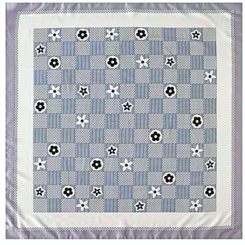 方巾 絲巾 領巾 頭巾 紫色 格紋 小花 現貨 簡約 質感 髮帶 包巾 花朵 脖圍 飾品 小方巾 SA051_2-細節圖7