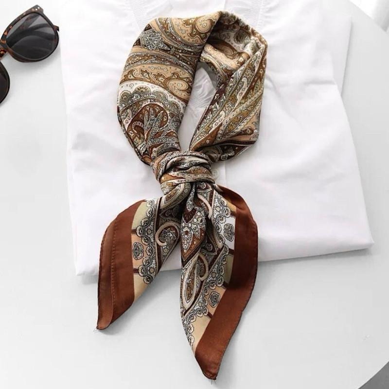 腰果花 方巾 領巾 絲巾 現貨 大地色 拼接 頭巾 變形蟲 質感 髮帶 包巾 脖圍 飾品 配件 裝飾 SA050-細節圖2