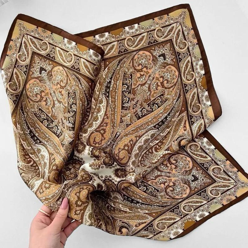 腰果花 方巾 領巾 絲巾 現貨 大地色 拼接 頭巾 變形蟲 質感 髮帶 包巾 脖圍 飾品 配件 裝飾 SA050-細節圖3